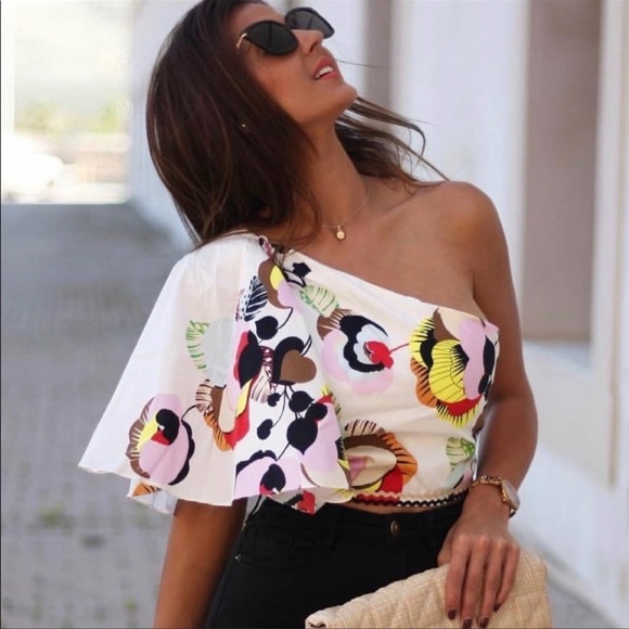 LAST ONE 🌺 NWT ZARA Asymmetrical Multicolored Top - Picture 10 of 16